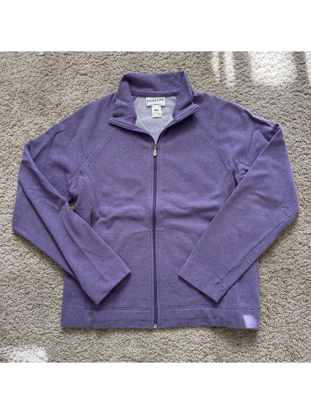 Pendleton Cotton Jacket Womens Size Large Purple Full Zip Pockets Cotton Blend